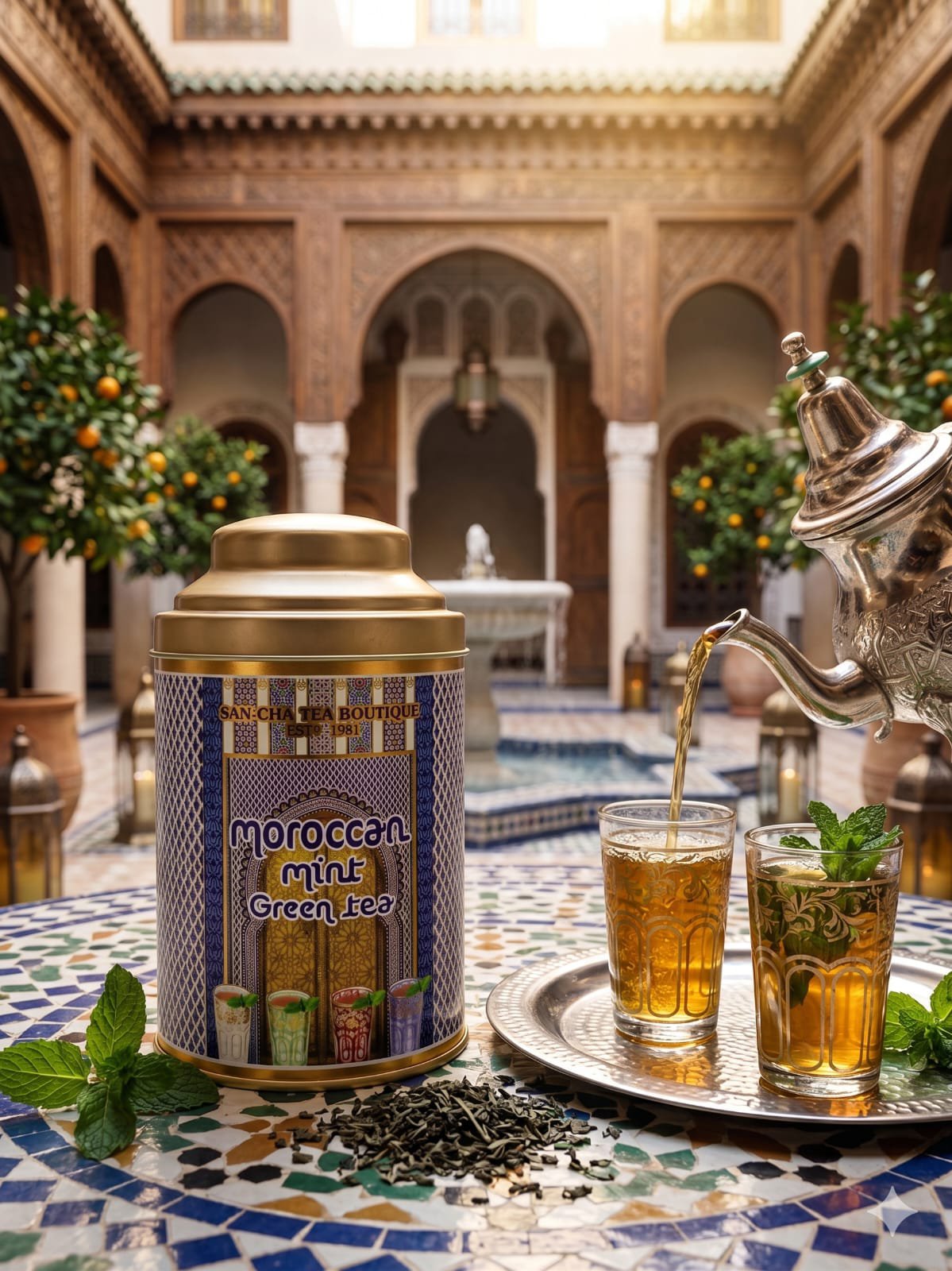Moroccan mint green tea