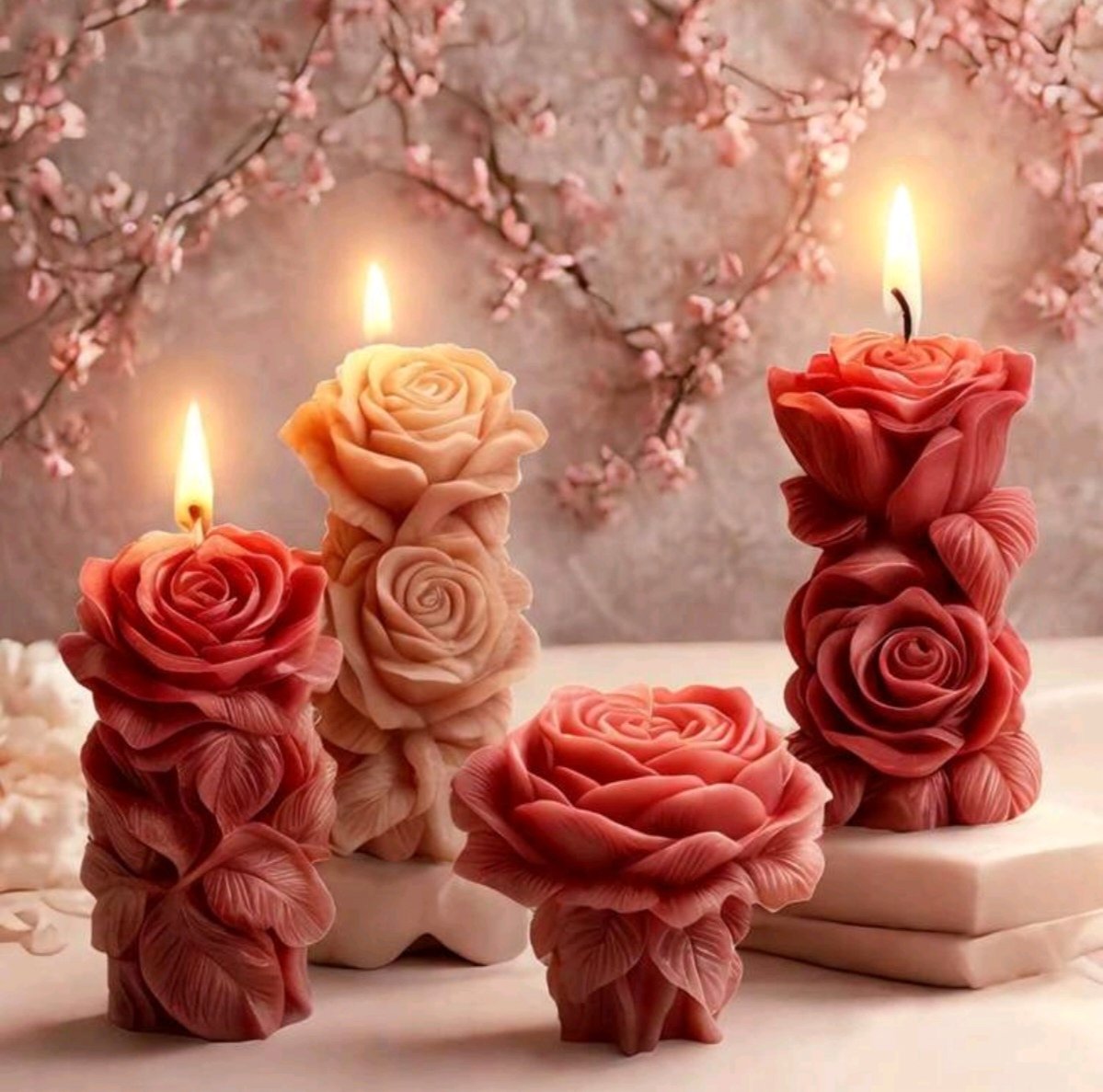Rose Scented Pillar Candles - Image 5