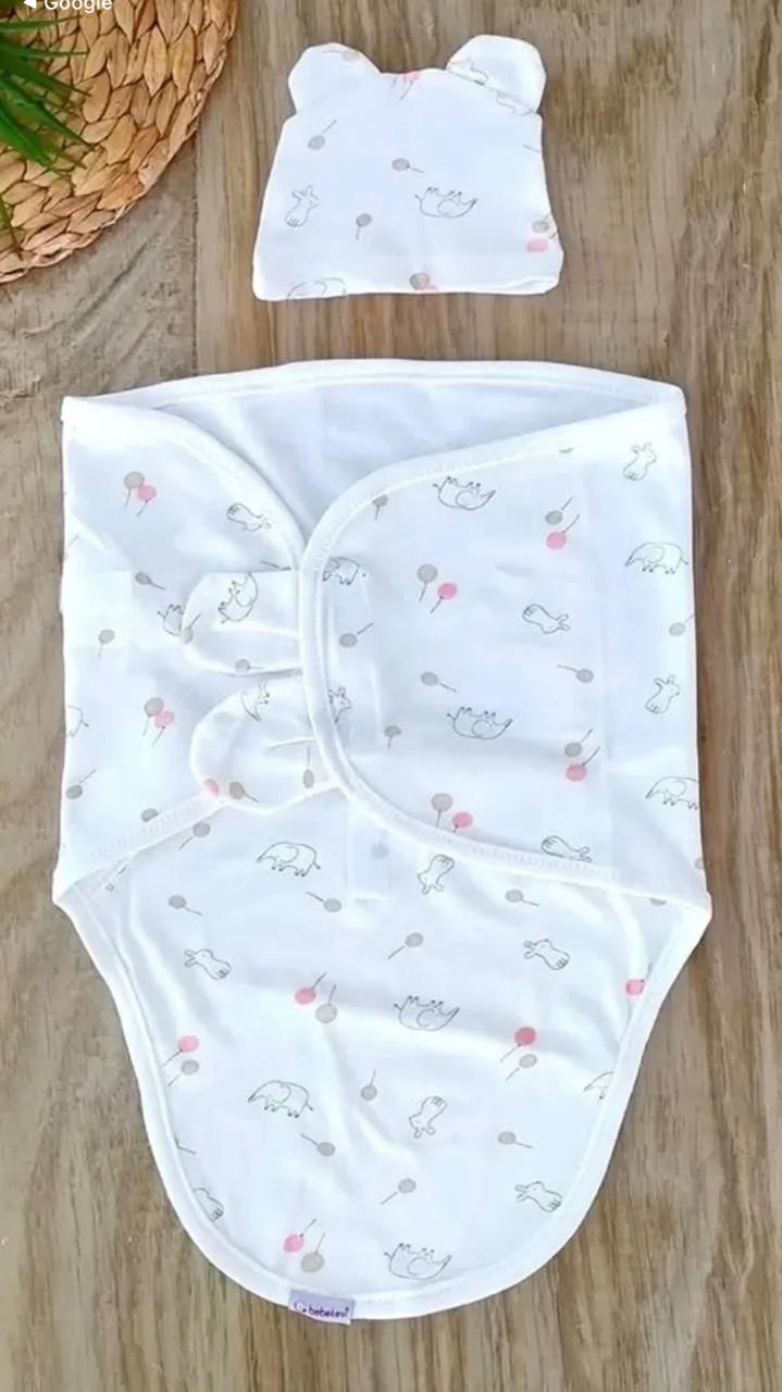 Cuddle Ears Swaddle with Matching Hat - Image 8