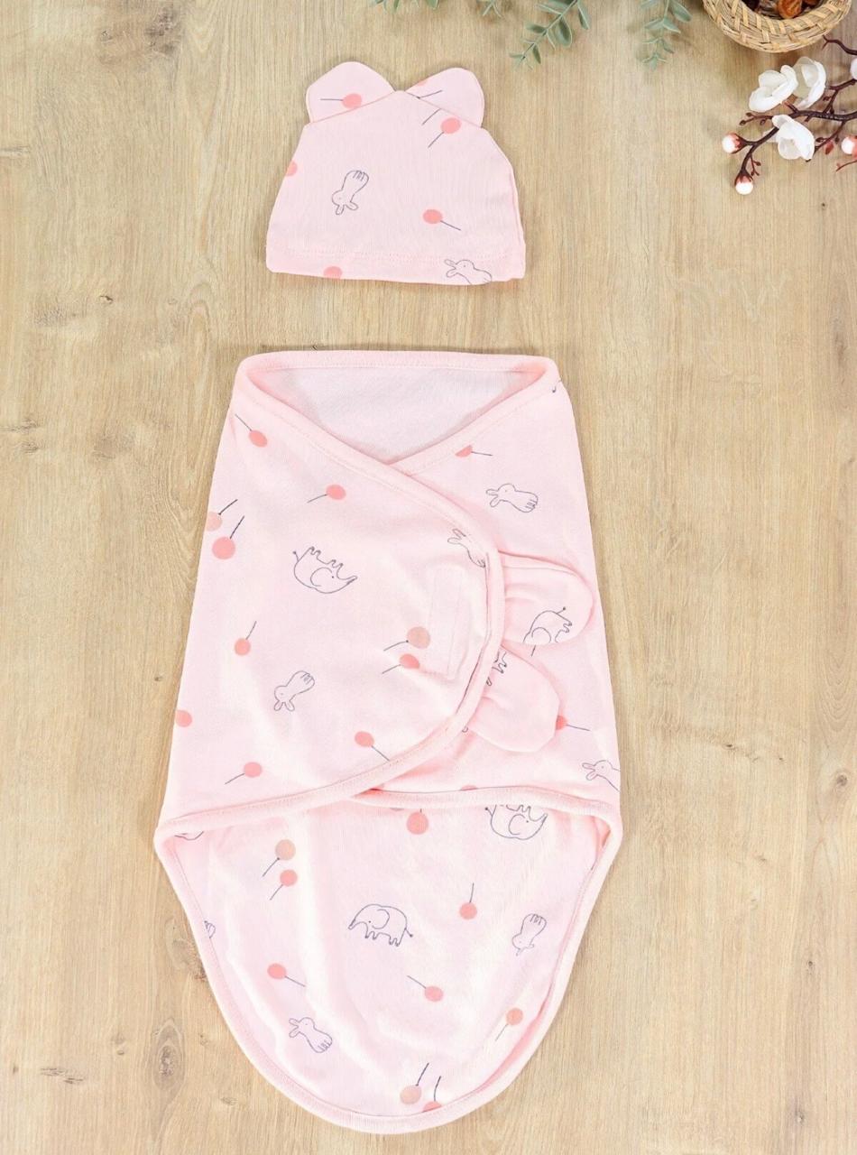 Cuddle Ears Swaddle with Matching Hat - Image 2
