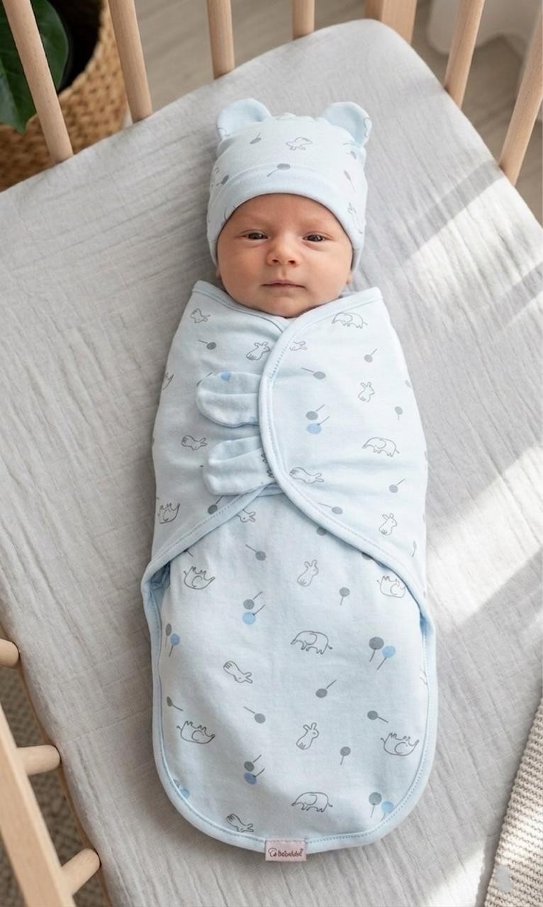 Cuddle Ears Swaddle with Matching Hat - Image 16