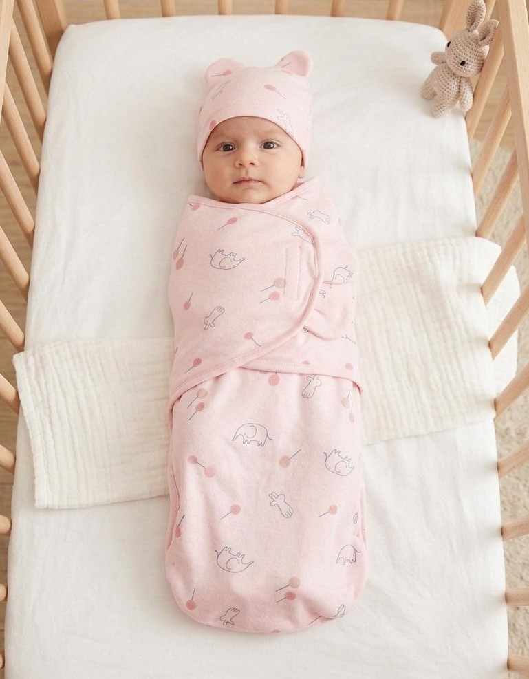 Cuddle Ears Swaddle with Matching Hat - Image 17