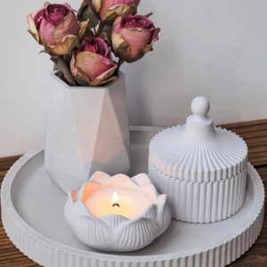 Gypsum Concrete Vase & Candle Cup