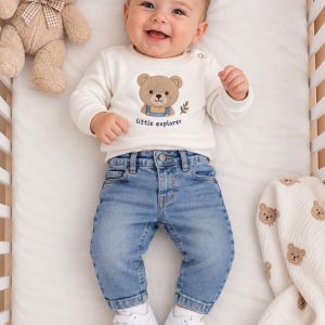Snow Washed Denim Pants