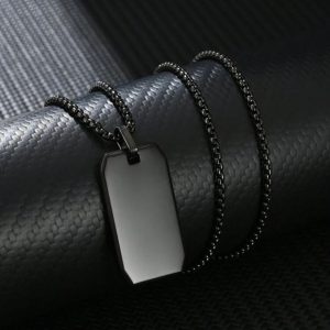 Matte Tag Necklace - Black