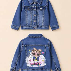 Owl-Embroidered Denim Jacket