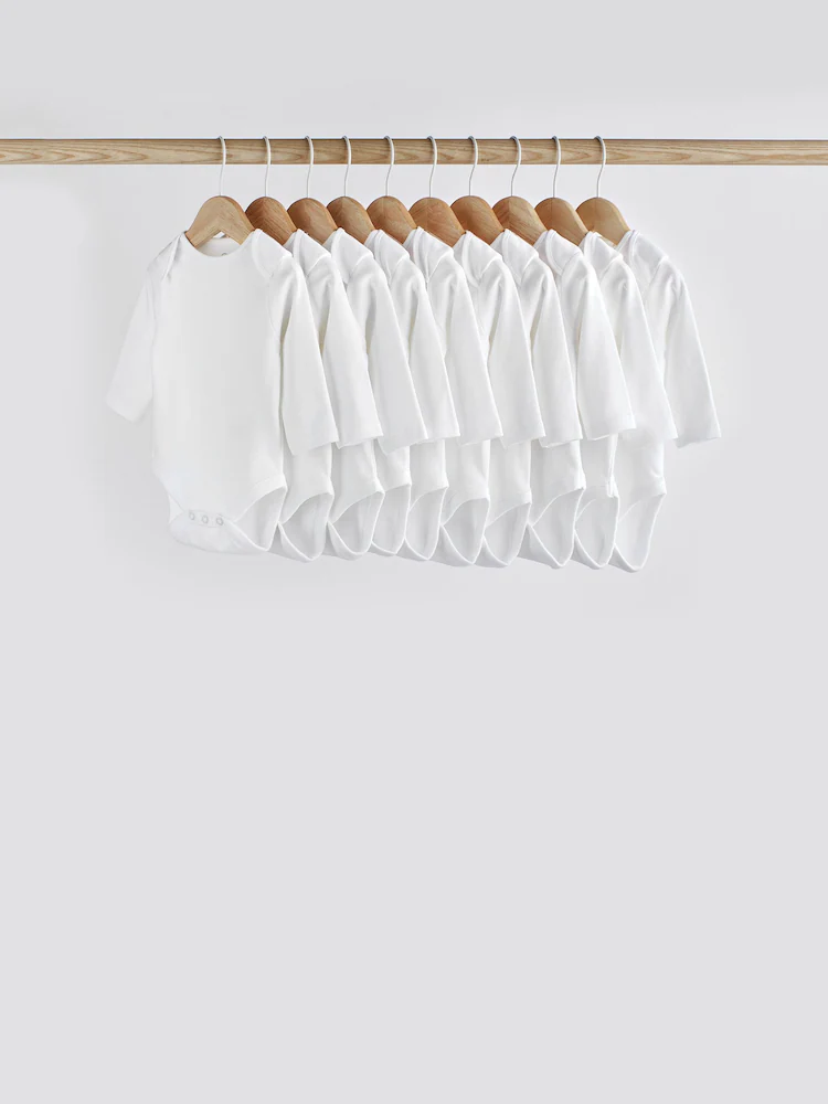 White Essential Baby Long Sleeve Bodysuit - Image 2