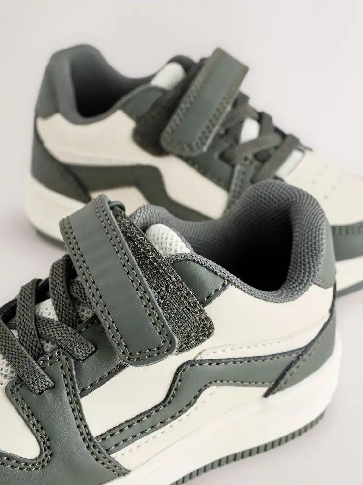 Khaki Green Touch Fastening Elastic Lace Trainers - Image 5