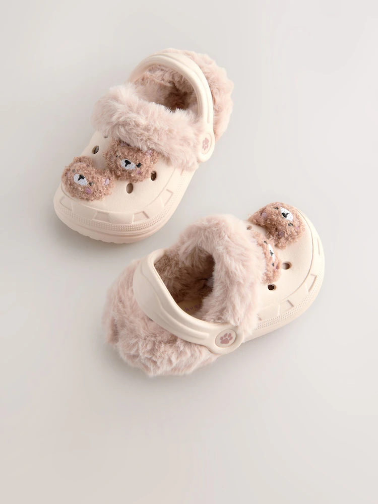 Neutral Bear Faux Fur Lined Clog Slippers - Image 4