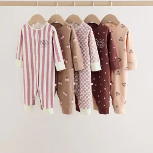 Burgundy/Purple Cat Baby Sleepsuits