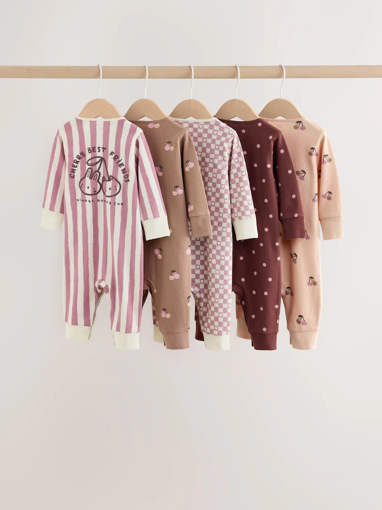 Burgundy/Purple Cat Baby Sleepsuits - Image 2