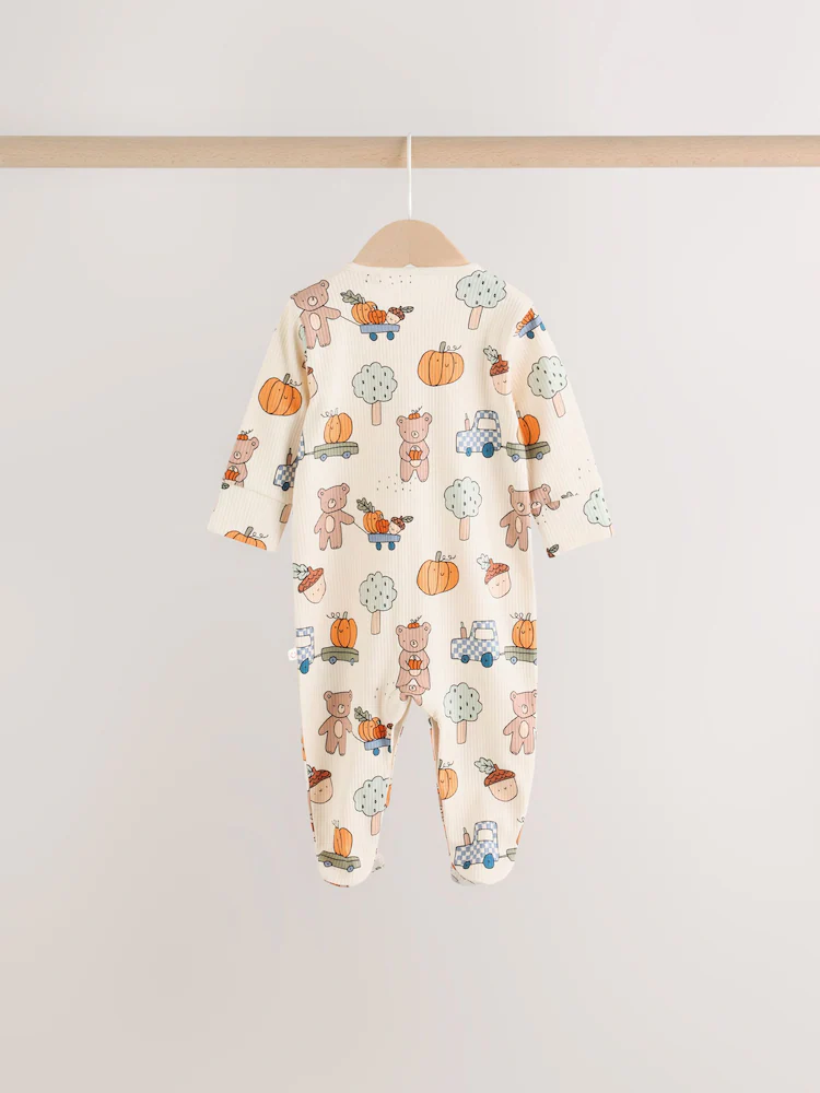 Sage Green Pumpkin Sleepsuits 3 Pack - Image 6