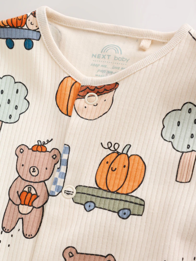 Sage Green Pumpkin Sleepsuits 3 Pack - Image 9