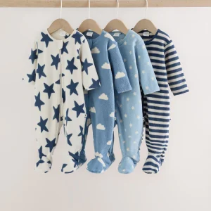 Blue Micro Fleece Two-Way Zip Baby Sleepsuits