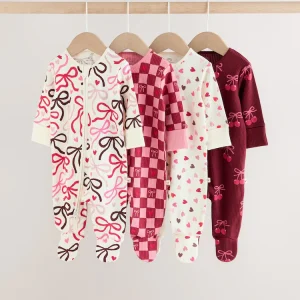 Berry Bow Two-Way Zip Baby Sleepsuits