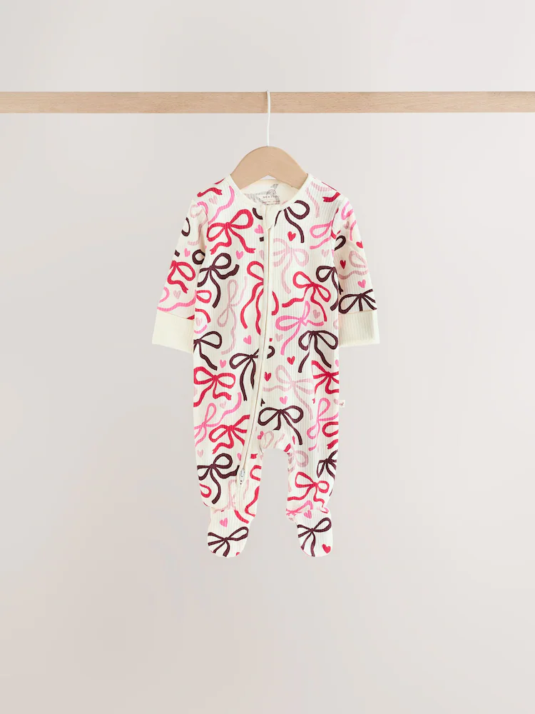 Berry Bow Two-Way Zip Baby Sleepsuits - Image 3