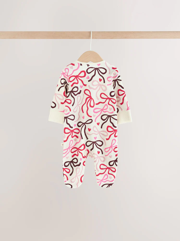 Berry Bow Two-Way Zip Baby Sleepsuits - Image 4