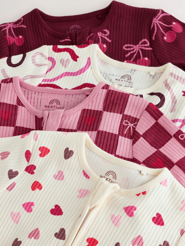 Berry Bow Two-Way Zip Baby Sleepsuits - Image 8