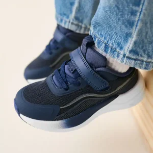 Navy Touch Fastening Elastic Lace Trainers