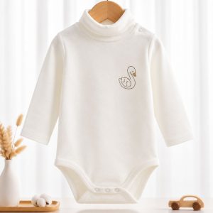 Just Kidding® Ivory Swan Cotton Baby Bodysuit