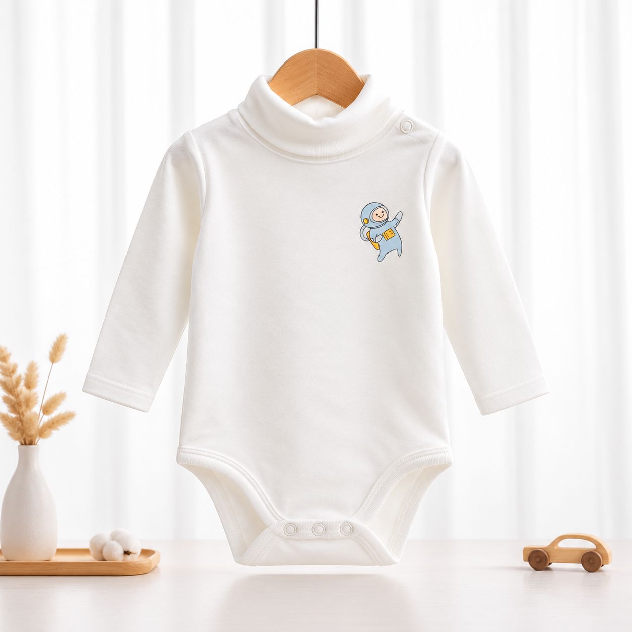 Just Kidding® Astronaut Print Turtleneck Baby Bodysuit