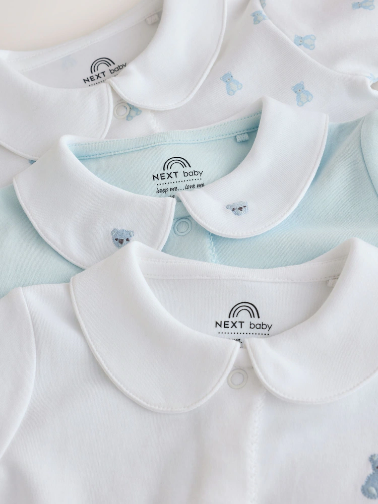 Pale Blue Collar Baby Sleepsuits - Image 7