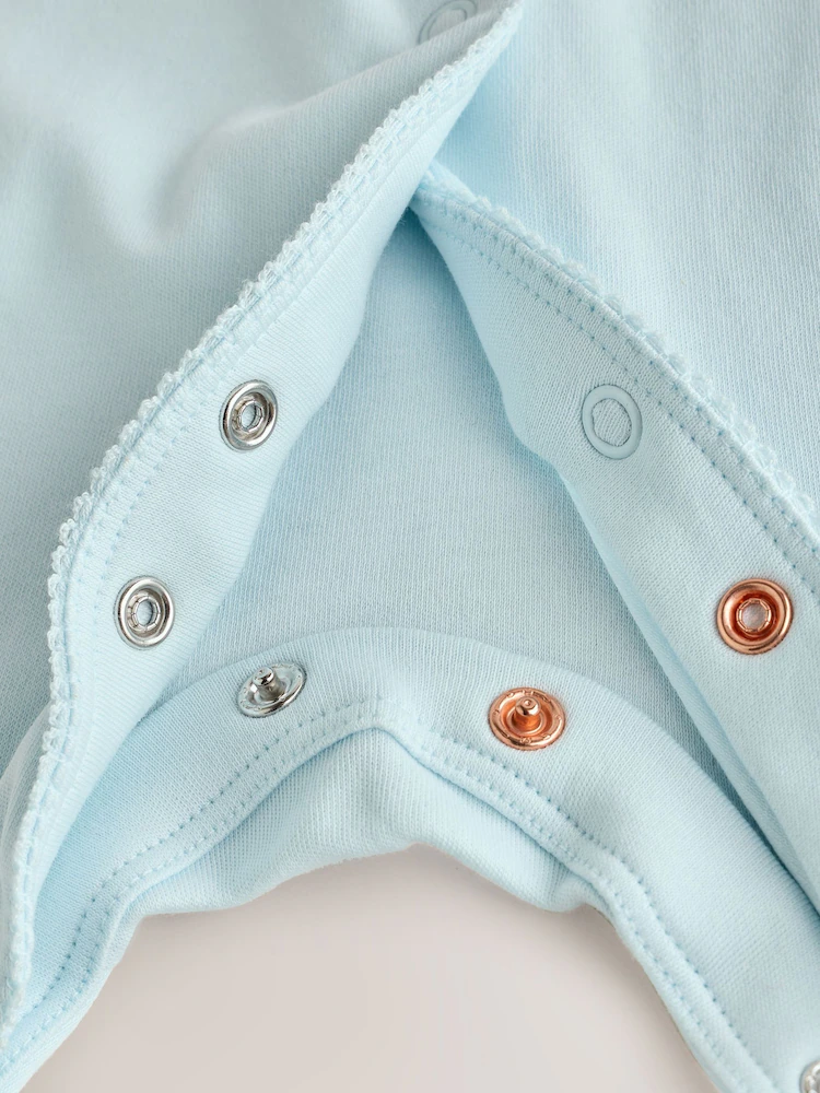 Pale Blue Collar Baby Sleepsuits - Image 8