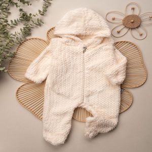Ivory Cozy Hooded Fleece Overall