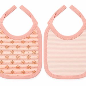 Pink Snowflake & Stripes 2-Pack Baby Bibs