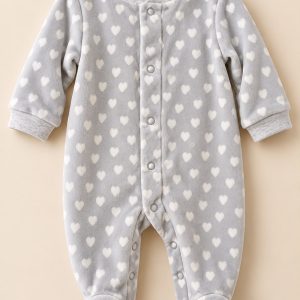 Carters Grey Heart-Print Footed Baby Overall
