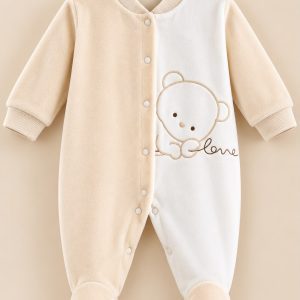 Cream & Beige Teddy Bear Baby Overall