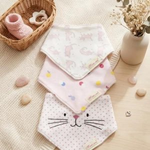 Pink Cat Face pack of 3 Bibs