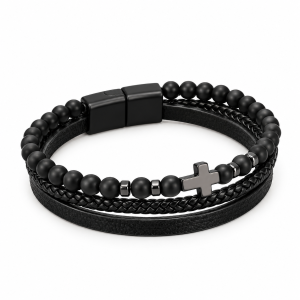 Noir Cross Layered Bracelet