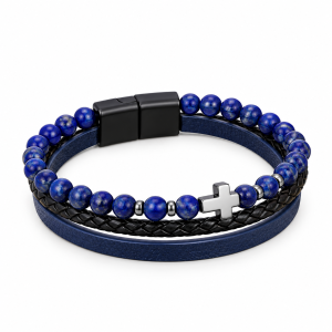 Cobalt Cross Layered Bracelet