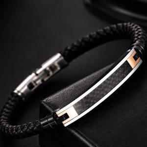 Carbon Edge Leather Bracelet